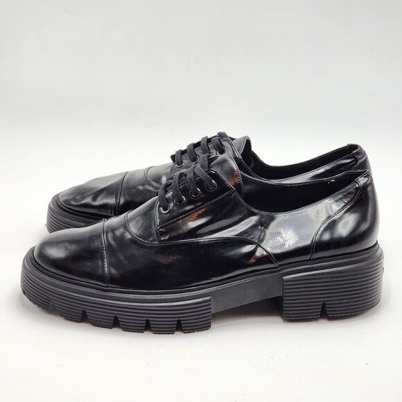 Stuart Weitzman Nolita Patent Lace-Up Oxford Loafers Size 10.5 - Picture 4 of 10